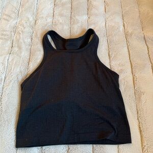 lululemon Ebb To Street Cropped Racerback Tank, Black, Size 6